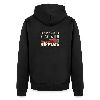Idée cadeau plombier tuyauterie eau gaz - Veste à capuche bio Premium Unisexe - noir - Dos - Nico (187cm)