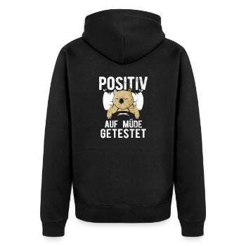 Australien Wombat Beuteltier - Unisex Premium Bio Zip Hoodie - Schwarz - Hinten - Nico (187cm)