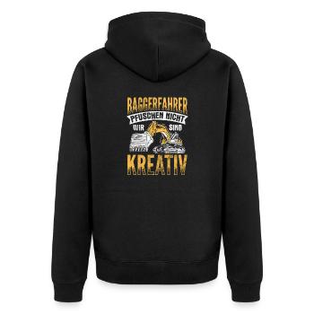 Wir Sind Kreativ Baggerfahrer Bagger - Unisex Premium Bio Zip Hoodie - Schwarz - Hinten - Nico (187cm)