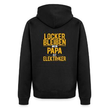 Elektriker Strom Elektrik - Unisex Premium Bio Zip Hoodie - Schwarz - Hinten - Nico (187cm)