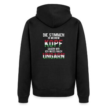 Ungarn Flagge - Unisex Premium Bio Zip Hoodie - Schwarz - Hinten - Nico (187cm)