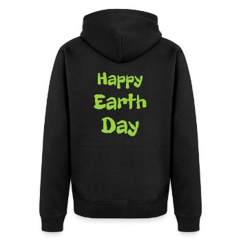 Alles Gute zum Tag der Erde - Unisex Premium Bio Zip Hoodie - Schwarz - Hinten - Nico (187cm)