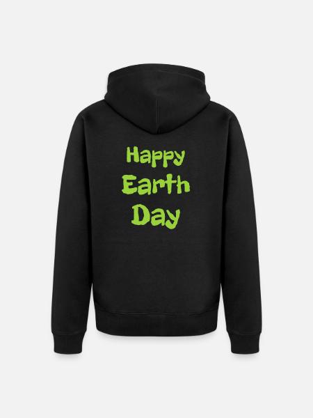 Happy Earth Day - Unisex Premium Organic Zip Hoodie - black
