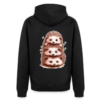 Hérissons drôles - Veste à capuche bio Premium Unisexe - noir - Dos - Nico (187cm)