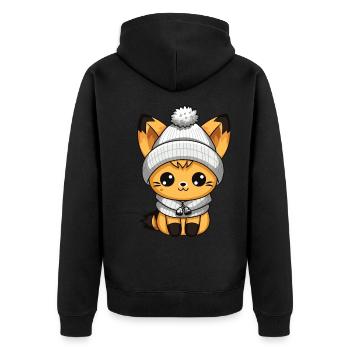 Fuchs Winter Comic - Unisex Premium Bio Zip Hoodie - Schwarz - Hinten - Nico (187cm)