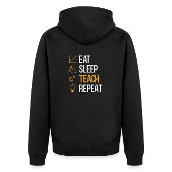 Englisch Lehrer Teacher Englischlehrerin Pädagoge - Unisex Premium Bio Zip Hoodie - Schwarz - Hinten - Nico (187cm)