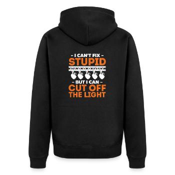 Funny Lighting Technician Statement Design - Unisex Premium Organic Zip Hoodie - black - Back - Nico (187cm)