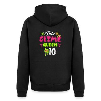 Slime Queen 10th Birthday Design - Unisex Premium Bio Zip Hoodie - Schwarz - Hinten - Nico (187cm)