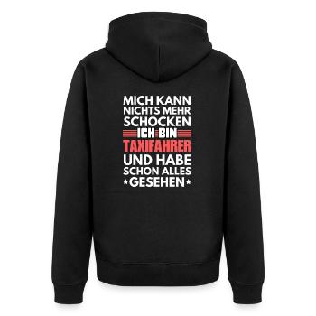 Unshockable taxi driver - Unisex Premium Organic Zip Hoodie - black - Back - Nico (187cm)
