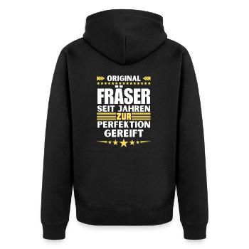 Milling cutters matured to perfection - Unisex Premium Organic Zip Hoodie - black - Back - Nico (187cm)