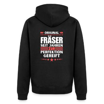 Milling cutters matured to perfection - Unisex Premium Organic Zip Hoodie - black - Back - Nico (187cm)