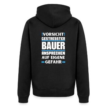 Don't talk to stressed farmer! - Unisex Premium Organic Zip Hoodie - black - Back - Nico (187cm)