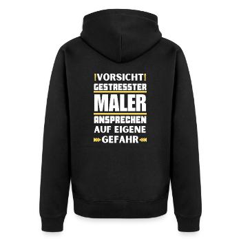 Ne parlez pas à des peintres stressés ! - Veste à capuche bio Premium Unisexe - noir - Dos - Nico (187cm)