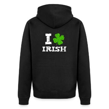 I love Irish St. Patrick's Day shamrock gift - Unisex Premium Organic Zip Hoodie - black - Back - Nico (187cm)