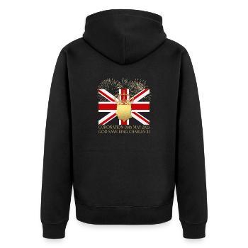 Couronnement du roi britannique Charles Angleterre Drapeau - Veste à capuche bio Premium Unisexe - noir - Dos - Nico (187cm)