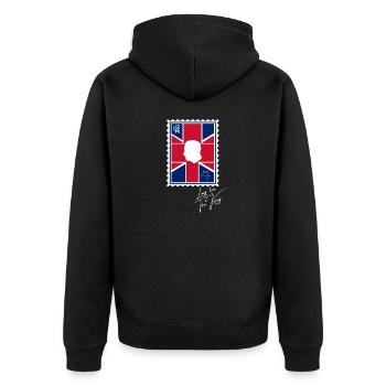 British King Coronation Charles England Flag - Unisex Premium Organic Zip Hoodie - black - Back - Nico (187cm)