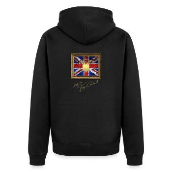 Britischer König Krönung Charles England Flagge - Unisex Premium Bio Zip Hoodie - Schwarz - Hinten - Nico (187cm)