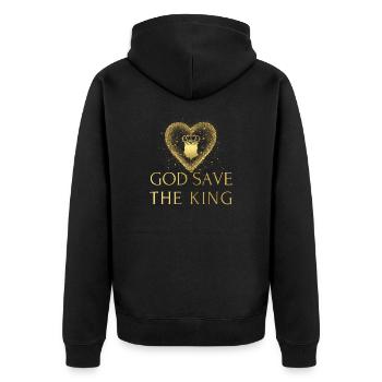 British King Coronation Charles England Flag - Unisex Premium Organic Zip Hoodie - black - Back - Nico (187cm)
