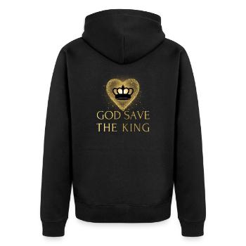 Britischer König Krönung Charles England Flagge - Unisex Premium Bio Zip Hoodie - Schwarz - Hinten - Nico (187cm)