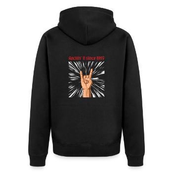 Rockin it since 1997 Heavy Metal Birthday Greeting - Unisex Premium Organic Zip Hoodie - black - Back - Nico (187cm)