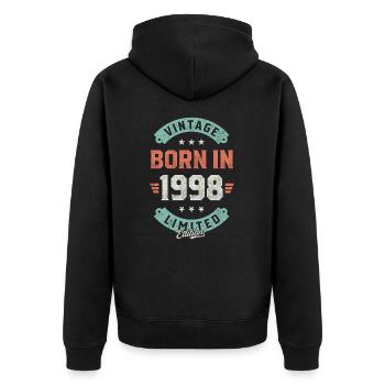 Millésime né en 1998 - Veste à capuche bio Premium Unisexe - noir - Dos - Nico (187cm)