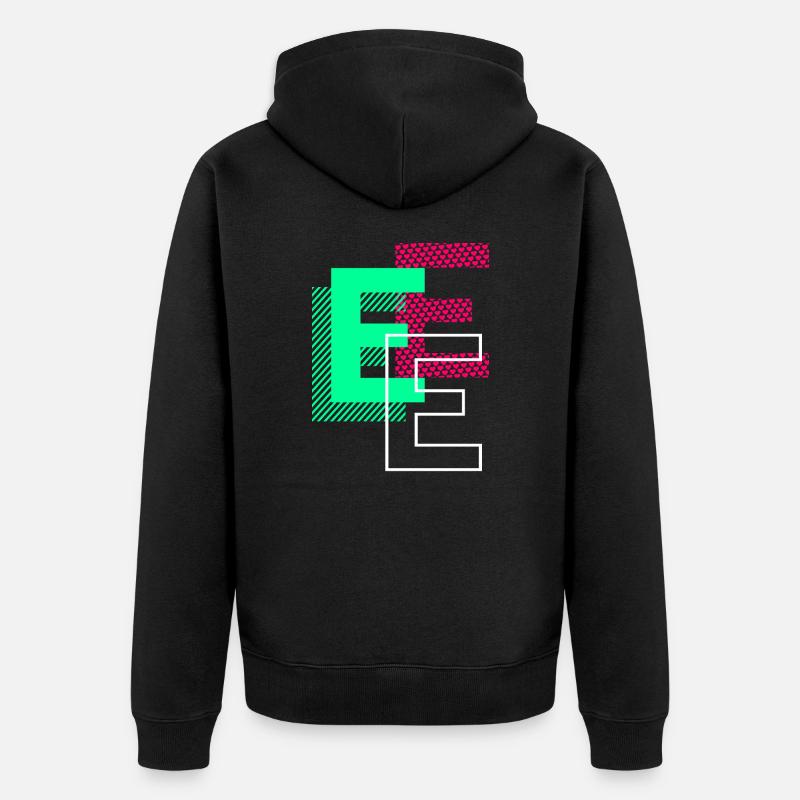Initial Letter E Design Gift - Unisex Premium Organic Zip Hoodie - black
