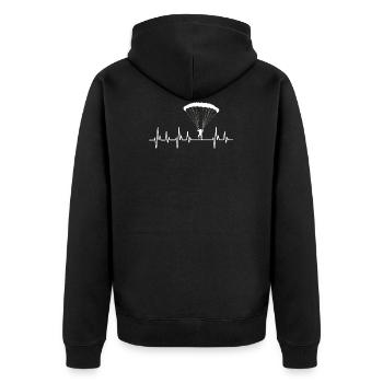 Fallschirm Fallschirmsprung Shirt Herzschlag Mann - Unisex Premium Bio Zip Hoodie - Schwarz - Hinten - Nico (187cm)