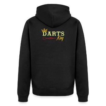 Darts König Darts-Spieler - Unisex Premium Bio Zip Hoodie - Schwarz - Hinten - Nico (187cm)