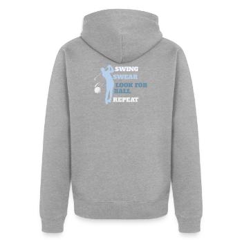 Lustige Golf Spieler - Unisex Premium Bio Zip Hoodie - Grau meliert - Hinten - Nico (187cm)