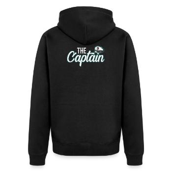 Der Captain - Unisex Premium Bio Zip Hoodie - Schwarz - Hinten - Nico (187cm)