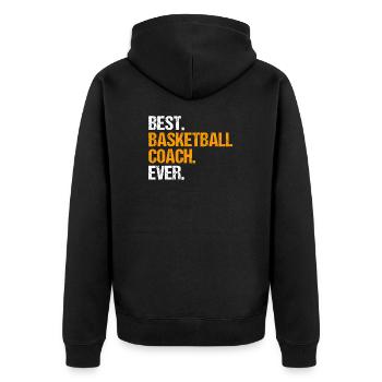 Bester Basketball Trainer aller Zeiten Geschenk - Unisex Premium Bio Zip Hoodie - Schwarz - Hinten - Nico (187cm)