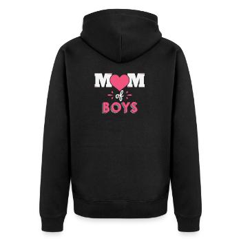 Mutter von Jungs Mutter Muttertag Geschenk - Unisex Premium Bio Zip Hoodie - Schwarz - Hinten - Nico (187cm)