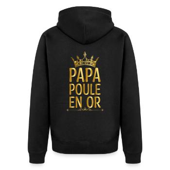 Fête des pères, Papa Poule en or cadeau pour papa - Veste à capuche bio Premium Unisexe - noir - Dos - Nico (187cm)