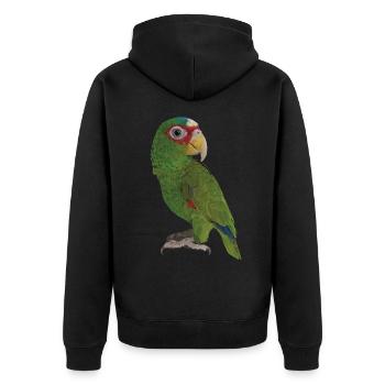 Der Blässstirnpapagei - Unisex Premium Bio Zip Hoodie - Schwarz - Hinten - Nico (187cm)