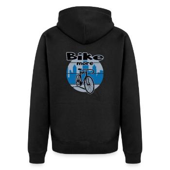 Fahrrad Radfahrer sattelfest Rennrad - Unisex Premium Bio Zip Hoodie - Schwarz - Hinten - Nico (187cm)