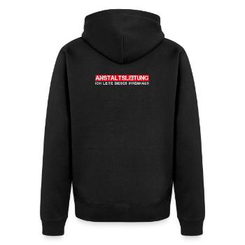 Anstaltsleitung Lustiger Büro Humor Job Chef - Unisex Premium Bio Zip Hoodie - Schwarz - Hinten - Nico (187cm)