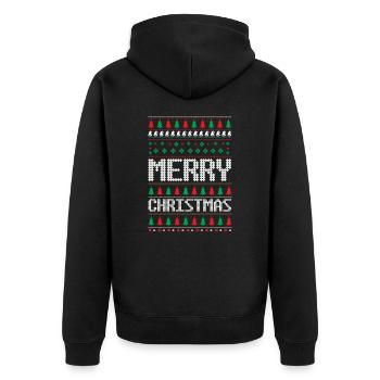 Frohe Liftmas Hässlicher Weihnachtspullover - Unisex Premium Bio Zip Hoodie - Schwarz - Hinten - Nico (187cm)