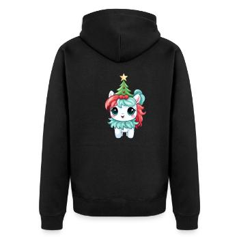 Christmas unicorn with fir tree and - Unisex Premium Organic Zip Hoodie - black - Back - Nico (187cm)