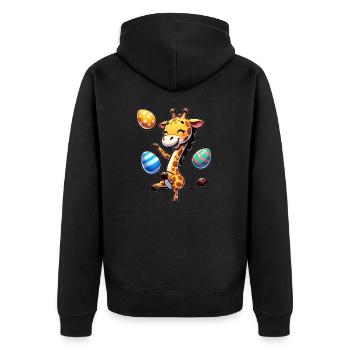 Oster-Giraffe, Jonglierende Ostereier - Unisex Premium Bio Zip Hoodie - Schwarz - Hinten - Nico (187cm)