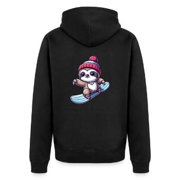 Paresseux Snowboarder Hiver Sports D’hiver Vacances - Veste à capuche bio Premium Unisexe - noir - Dos - Nico (187cm)