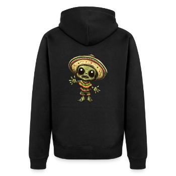 Cinco de Mayo Alien Zombie Feier Design - Unisex Premium Bio Zip Hoodie - Schwarz - Hinten - Nico (187cm)