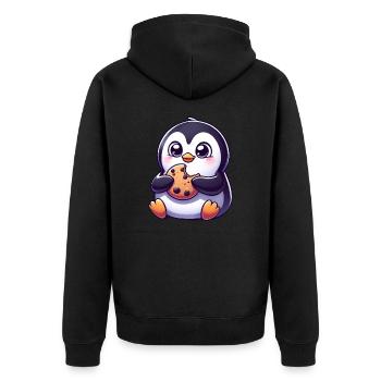 Pinguin Cookie Süßer Nachtisch Keks - Unisex Premium Bio Zip Hoodie - Schwarz - Hinten - Nico (187cm)