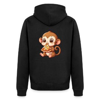 Affe Fahrrad lustig Fahrradfahrer Tiere Abenteuer - Unisex Premium Bio Zip Hoodie - Schwarz - Hinten - Nico (187cm)