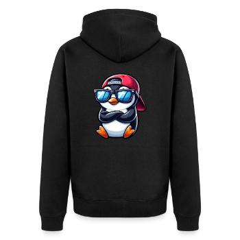 Pingouin cool avec lunettes de soleil Dessin animé 1 - Veste à capuche bio Premium Unisexe - noir - Dos - Nico (187cm)
