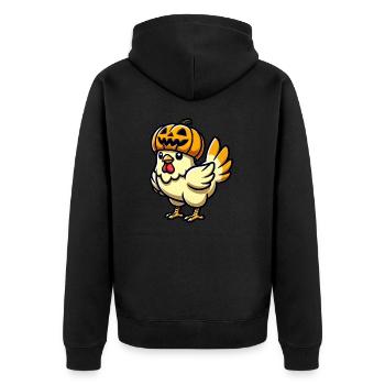 Halloween Chicken Pumpkin Cartoon October - Unisex Premium Organic Zip Hoodie - black - Back - Nico (187cm)