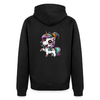 Halloween Licorne Zombie Sorcière Chapeau de Sorcière - Veste à capuche bio Premium Unisexe - noir - Dos - Nico (187cm)