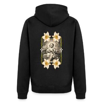 Kind-Jesus, Christkind, Jesus Christus - Unisex Premium Bio Zip Hoodie - Schwarz - Hinten - Nico (187cm)
