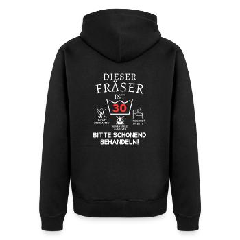 This cutter is 30. - Unisex Premium Organic Zip Hoodie - black - Back - Nico (187cm)