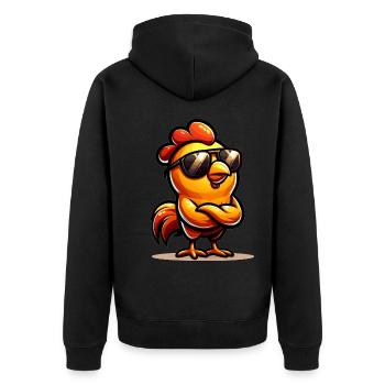 Lustiges Huhn Huhn Lustiges Bild - Unisex Premium Bio Zip Hoodie - Schwarz - Hinten - Nico (187cm)