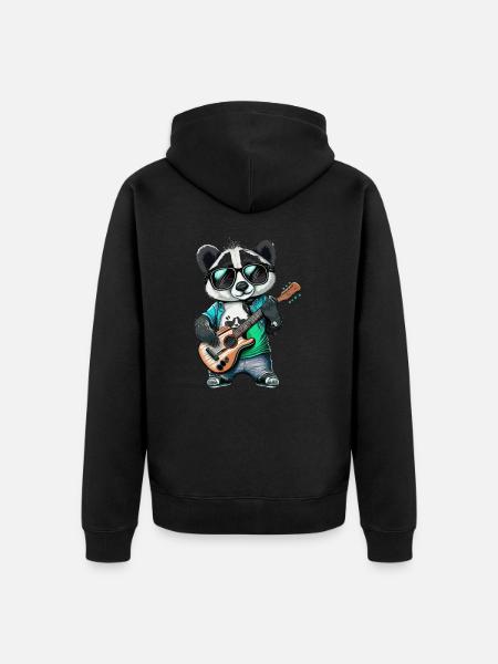 Panda Wippe - Unisex Premium Bio Zip Hoodie - Schwarz